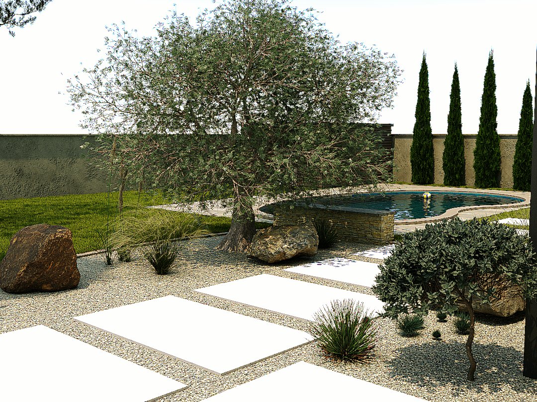 Conception paysagère avec jardin méditerranéen