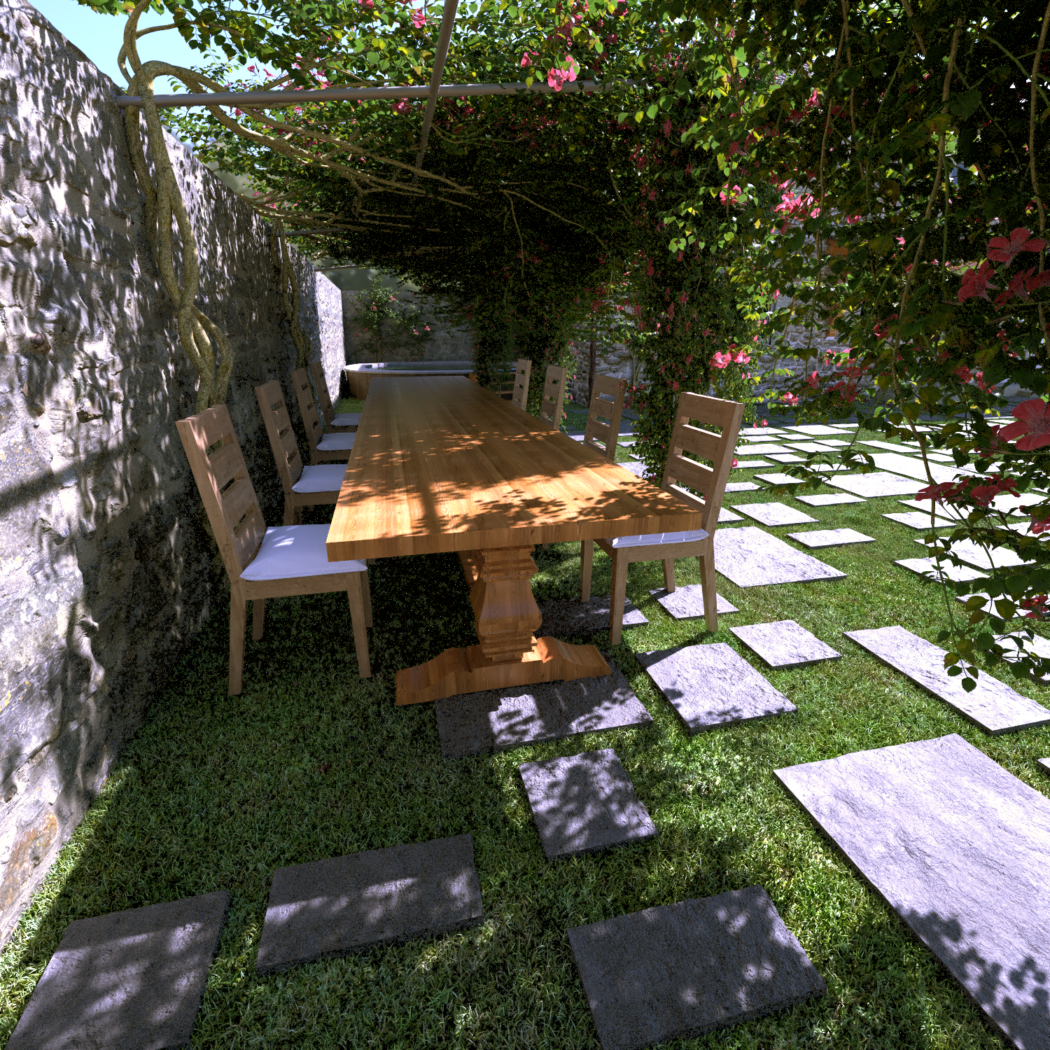 Conception paysagère pergola végétalisée Bourgogne