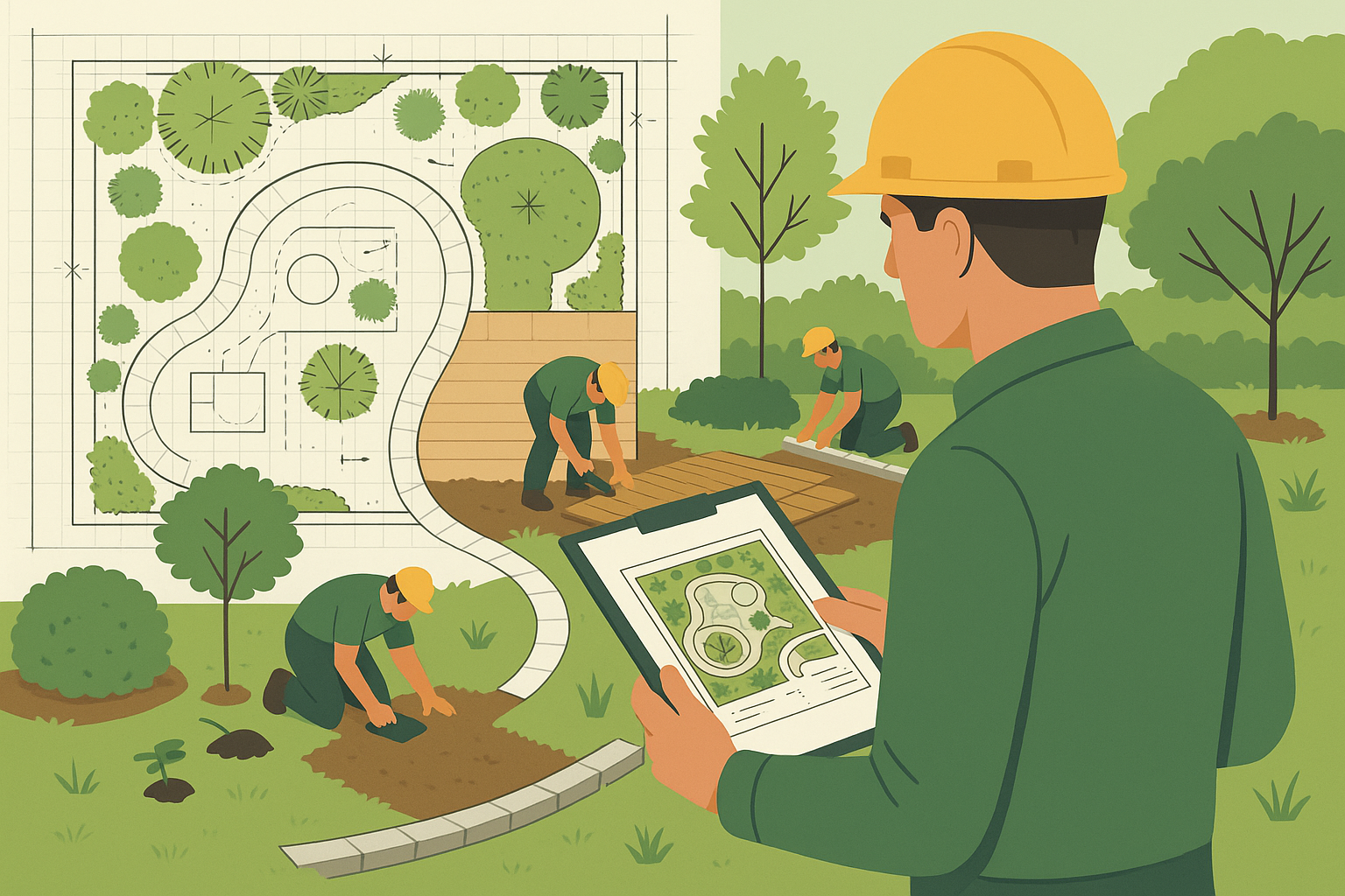 Suivi de chantier en aménagement d'extérieur